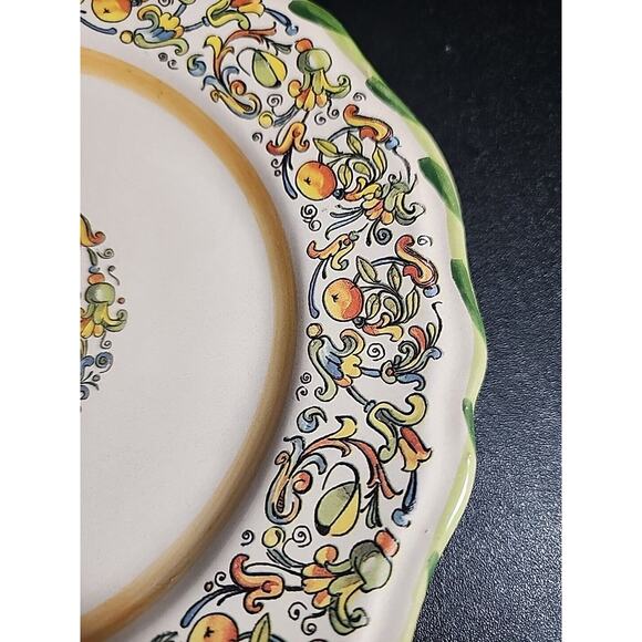Meridiana Ceramiche 8" salad plate Made in Italy, multi scrolls Oranges Citrus - Picture 2 of 4
